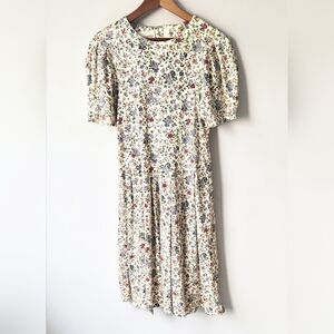 Vintage Paquette Garden Party Cottagecore Midi Dress Womens 10 Floral Fit Flare